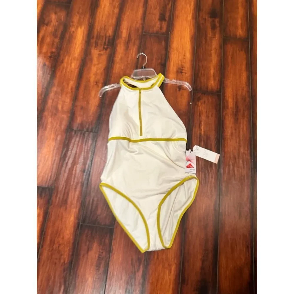 New CALIA Women's Halter Racerback Cheeky One Piece sporty Swimsuit $74 Size 14 - Picture 8 of 12